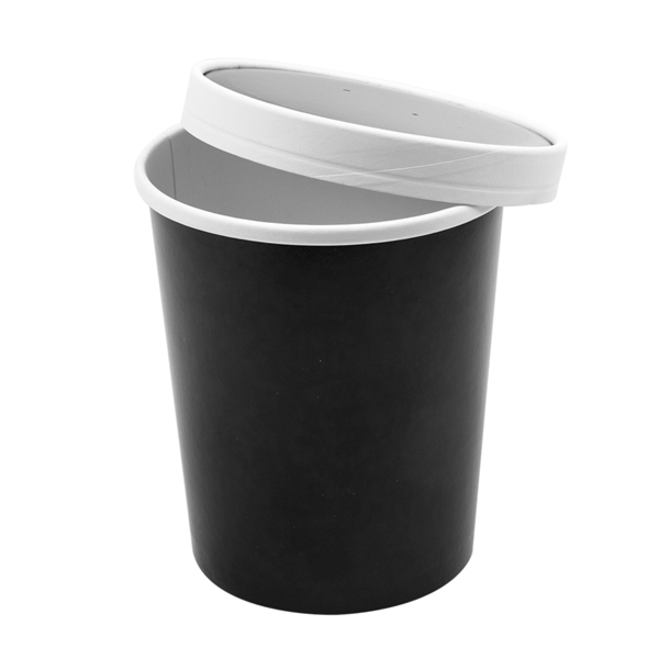 Garcia De Pou TARRINAS + TAPAS 960 ML - 32 Oz 330 + 18 PE G/M2 Ø11 7/9 2x13 5 CM NEGRO CARTÓN (250 UNID.)