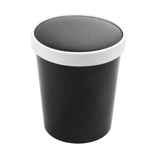 Garcia de pou TARRINAS + TAPAS 960 ML - 32 oz 330 + 18 PE G/M2 Ø11 7/9 2x13 5 CM NEGRO CARTÓN (250 UNID.)