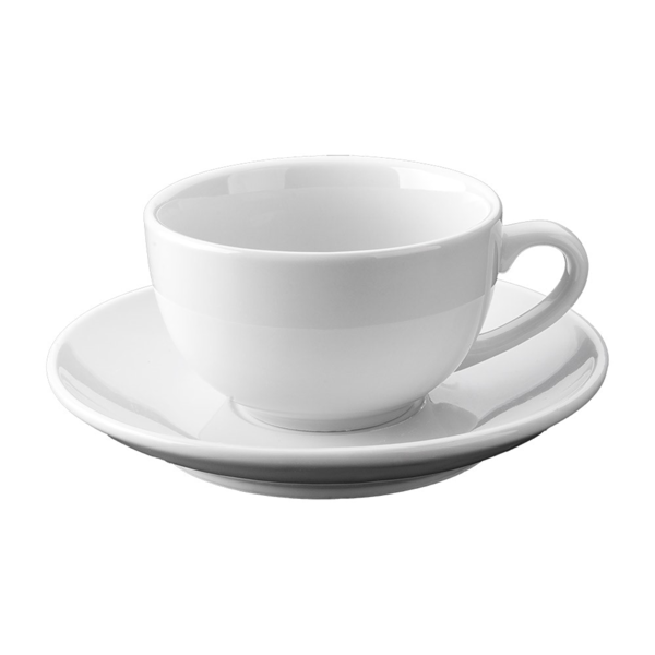 Garcia de pou TAZAS CAFÉ CON LECHE + PLATILLOS 250 ML Ø8 5x7 CM BLANCO PORCELANA (24 UNID.)