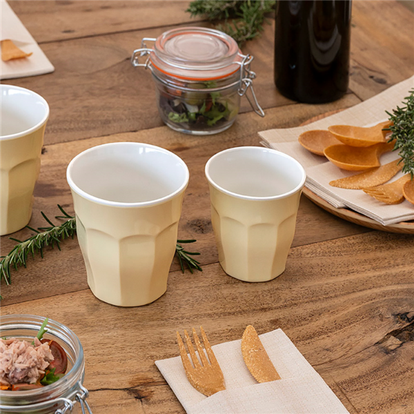 Garcia De Pou VASOS APILABLES 'ASAMI WARE' 180 ML Ø 7 5x7 6 CM CREMA MELAMINA (10 UNID.)