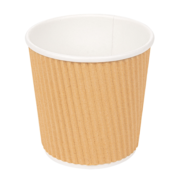 Garcia De Pou VASOS BEBIDAS CALIENTES DOBLE PARED ONDULADO 120 ML 230 + 250 + 18 PE G/M2 Ø6 2/4 5x6 CM MARRÓN CARTONCILLO (1000 UNID.)