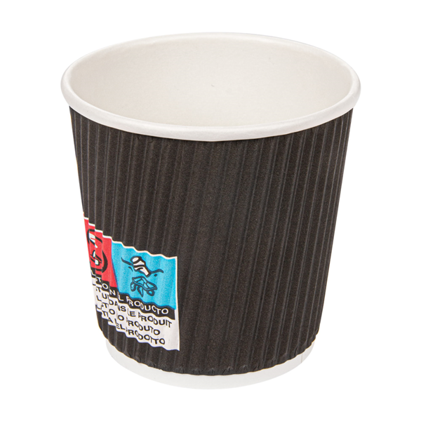 Garcia De Pou VASOS BEBIDAS CALIENTES DOBLE PARED ONDULADO 120 ML 230 + 250 + 18 PE G/M2 Ø6 2/4 5x6 CM NEGRO CARTONCILLO (1000 UNID.)