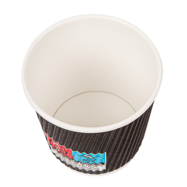 Garcia De Pou VASOS BEBIDAS CALIENTES DOBLE PARED ONDULADO 120 ML 230 + 250 + 18 PE G/M2 Ø6 2/4 5x6 CM NEGRO CARTONCILLO (1000 UNID.)