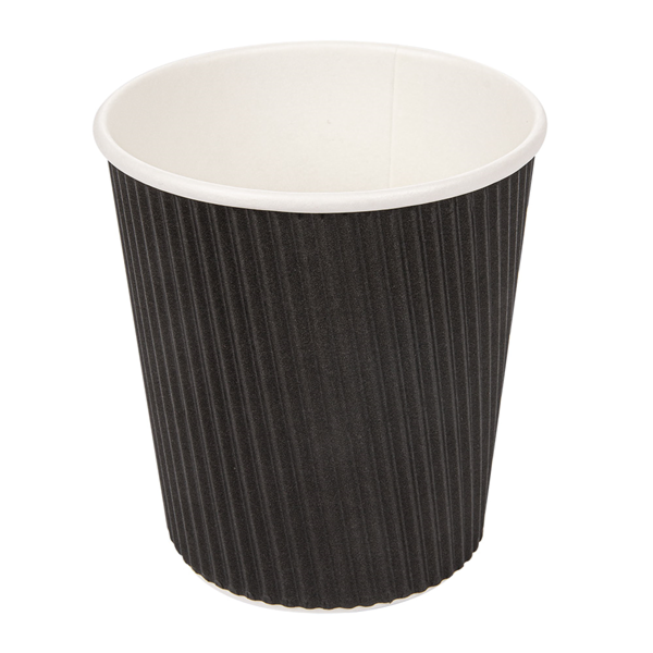 Garcia De Pou VASOS BEBIDAS CALIENTES DOBLE PARED ONDULADO 180 ML 260 + 250 + 18 PE G/M2 Ø7 2/5 3x7 8 CM NEGRO CARTONCILLO (1000 UNID.)