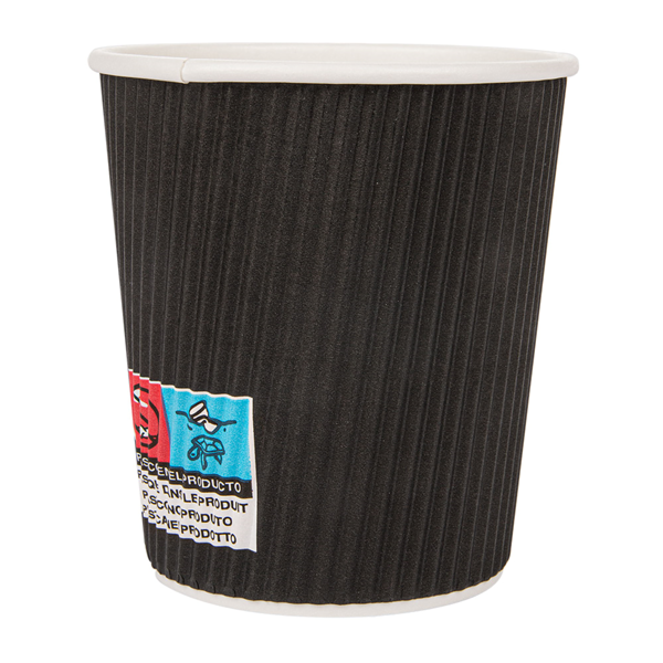 Garcia De Pou VASOS BEBIDAS CALIENTES DOBLE PARED ONDULADO 180 ML 260 + 250 + 18 PE G/M2 Ø7 2/5 3x7 8 CM NEGRO CARTONCILLO (1000 UNID.)