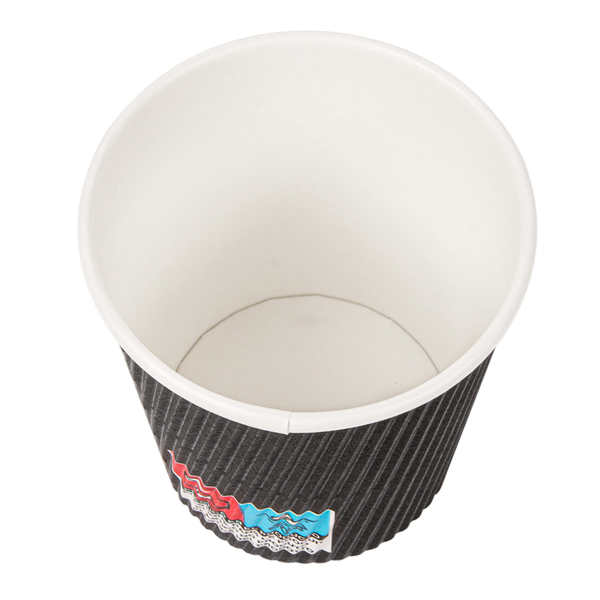 Garcia De Pou VASOS BEBIDAS CALIENTES DOBLE PARED ONDULADO 180 ML 260 + 250 + 18 PE G/M2 Ø7 2/5 3x7 8 CM NEGRO CARTONCILLO (1000 UNID.)