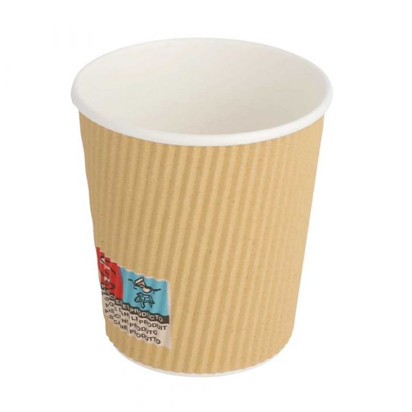 Garcia de pou VASOS BEBIDAS CALIENTES DOBLE PARED ONDULADO 180 ML 260 + 250 + 18 PE G/M2 Ø7 2/5 3x7 8 CM MARRÓN CARTONCILLO (1000 UNID.)
