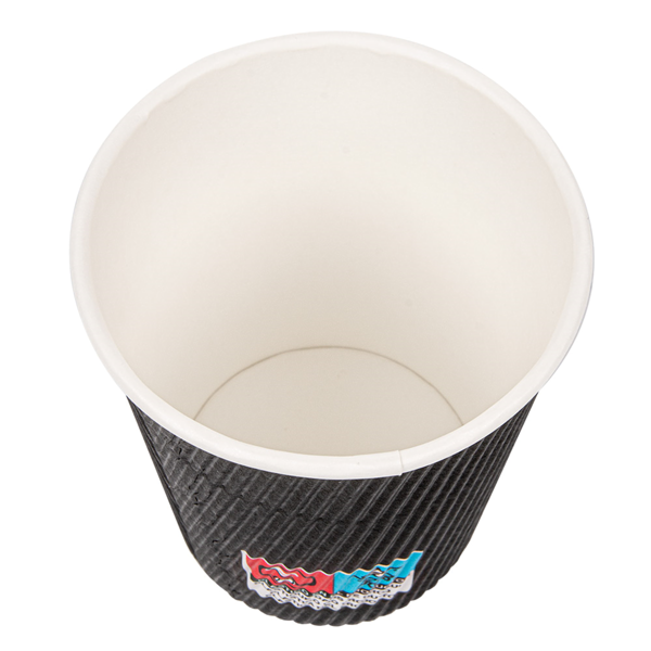 Garcia De Pou VASOS BEBIDAS CALIENTES DOBLE PARED ONDULADO 240 ML 280 + 250 + 18 PE G/M2 Ø8/5 6x9 2 CM NEGRO CARTONCILLO (1000 UNID.)