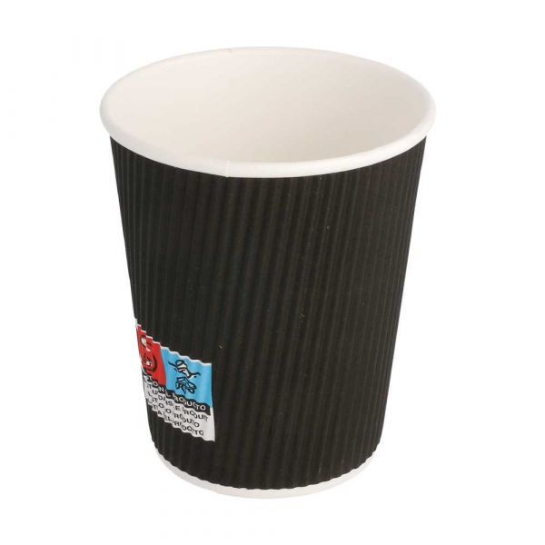 Garcia de pou VASOS BEBIDAS CALIENTES DOBLE PARED ONDULADO 240 ML 280 + 250 + 18 PE G/M2 Ø8/5 6x9 2 CM NEGRO CARTONCILLO (1000 UNID.)