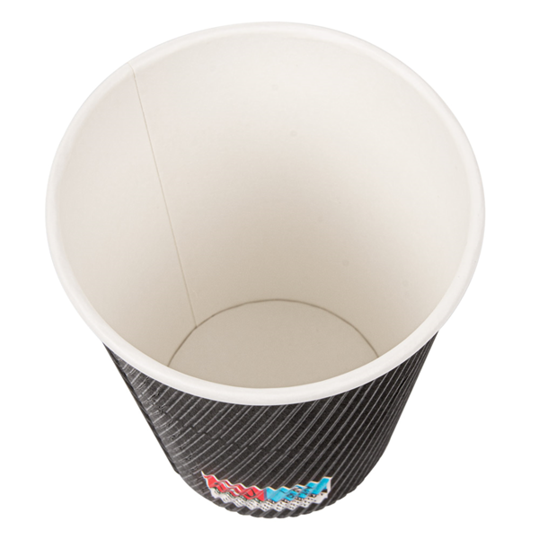 Garcia De Pou VASOS BEBIDAS CALIENTES DOBLE PARED ONDULADO 360 ML 300 + 250 + 18 PE G/M2 Ø9/6x11 CM NEGRO CARTONCILLO (1000 UNID.)