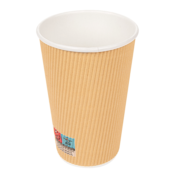 Garcia De Pou VASOS BEBIDAS CALIENTES DOBLE PARED ONDULADO 480 ML 300 + 250 + 18 PE G/M2 Ø9/6x13 2 CM MARRÓN CARTONCILLO (500 UNID.)