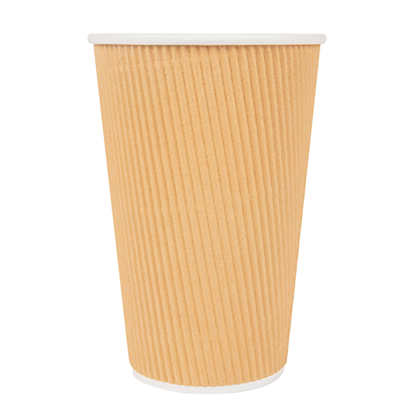 Garcia De Pou VASOS BEBIDAS CALIENTES DOBLE PARED ONDULADO 480 ML 300 + 250 + 18 PE G/M2 Ø9/6x13 2 CM MARRÓN CARTONCILLO (500 UNID.)