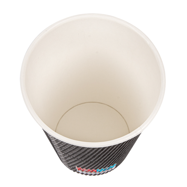 Garcia De Pou VASOS BEBIDAS CALIENTES DOBLE PARED ONDULADO 480 ML 300 + 250 + 18 PE G/M2 Ø9/6x13 2 CM NEGRO CARTONCILLO (500 UNID.)