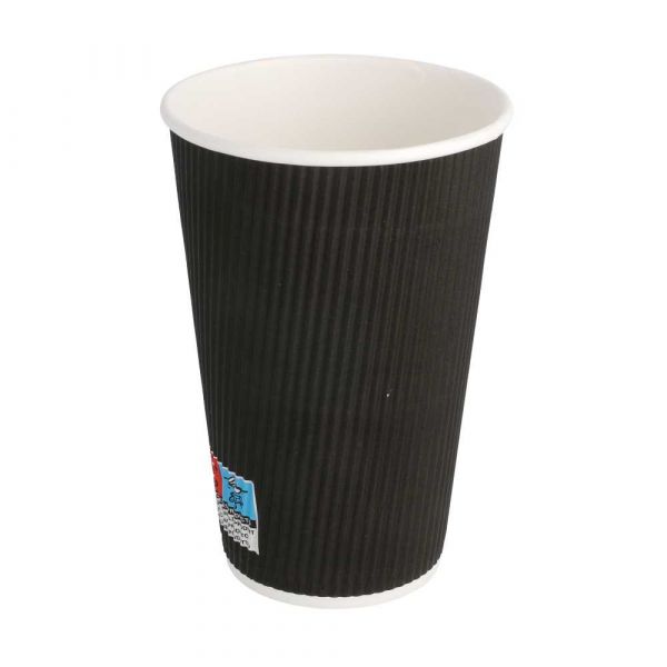 Garcia de pou VASOS BEBIDAS CALIENTES DOBLE PARED ONDULADO 480 ML 300 + 250 + 18 PE G/M2 Ø9/6x13 2 CM NEGRO CARTONCILLO (500 UNID.)