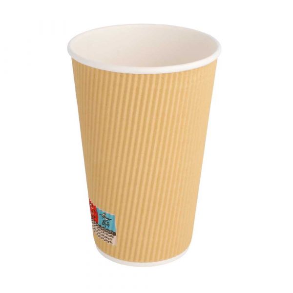 Garcia de pou VASOS BEBIDAS CALIENTES DOBLE PARED ONDULADO 480 ML 300 + 250 + 18 PE G/M2 Ø9/6x13 2 CM MARRÓN CARTONCILLO (500 UNID.)