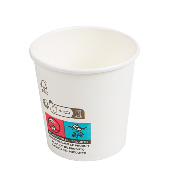Garcia De Pou VASOS BEBIDAS FRIAS Y CALIENTES 1 PARED 'COMPOSTABLE' 120 ML - 4 Oz 230 G/M2 Ø6 3/4 5x6 CM BLANCO CARTONCILLO (1000 UNID.)