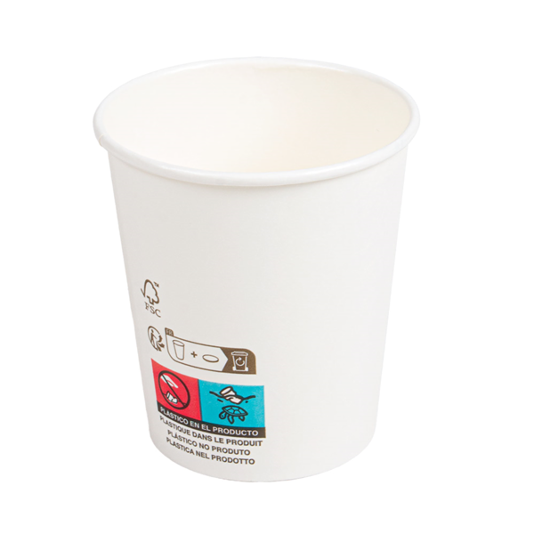 Garcia De Pou VASOS BEBIDAS FRIAS Y CALIENTES 1 PARED 'COMPOSTABLE' 180 ML - 6 Oz 260 G/M2 Ø7 2/5 3x7 8 CM BLANCO CARTONCILLO (1000 UNID.)