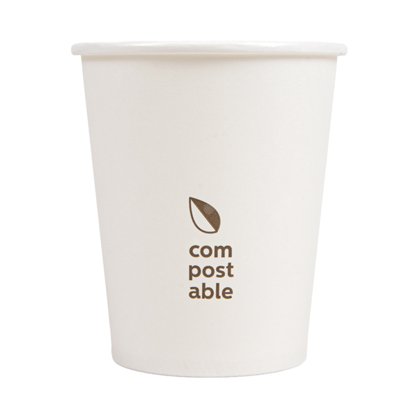 Garcia De Pou VASOS BEBIDAS FRIAS Y CALIENTES 1 PARED 'COMPOSTABLE' 240 ML - 8 Oz 280 G/M2 Ø8/5 6x9 2 CM BLANCO CARTONCILLO (1000 UNID.)