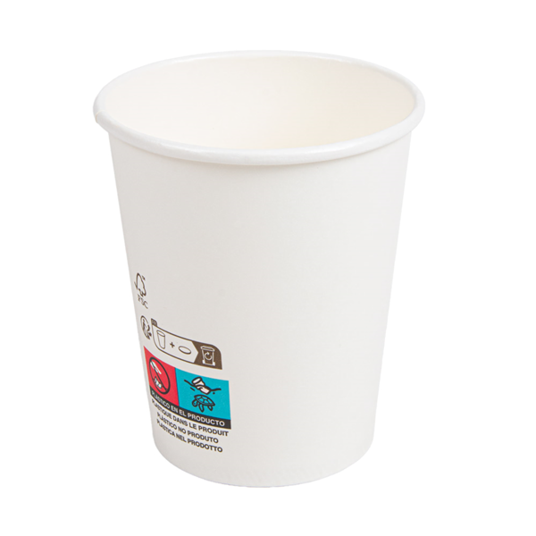 Garcia De Pou VASOS BEBIDAS FRIAS Y CALIENTES 1 PARED 'COMPOSTABLE' 240 ML - 8 Oz 280 G/M2 Ø8/5 6x9 2 CM BLANCO CARTONCILLO (1000 UNID.)