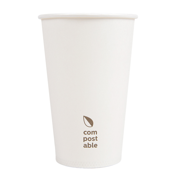 Garcia De Pou VASOS BEBIDAS FRIAS Y CALIENTES 1 PARED 'COMPOSTABLE' 480 ML - 16 Oz 300 G/M2 Ø9/6x13 2 CM BLANCO CARTONCILLO (1000 UNID.)