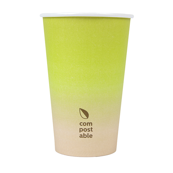 Garcia De Pou VASOS BEBIDAS FRIAS Y CALIENTES 1 PARED 'COMPOSTABLE GRADIENT' 480 ML 300 G/M2 Ø9/6x13 2 CM BLANCO CARTONCILLO (1000 UNID.)