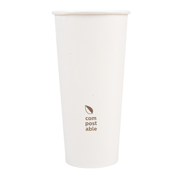 Garcia De Pou VASOS BEBIDAS FRIAS Y CALIENTES 1 PARED 'COMPOSTABLE' 660 ML - 22 Oz 300 G/M2 Ø9/6x17 CM BLANCO CARTONCILLO (1000 UNID.)
