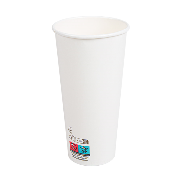Garcia De Pou VASOS BEBIDAS FRIAS Y CALIENTES 1 PARED 'COMPOSTABLE' 660 ML - 22 Oz 300 G/M2 Ø9/6x17 CM BLANCO CARTONCILLO (1000 UNID.)