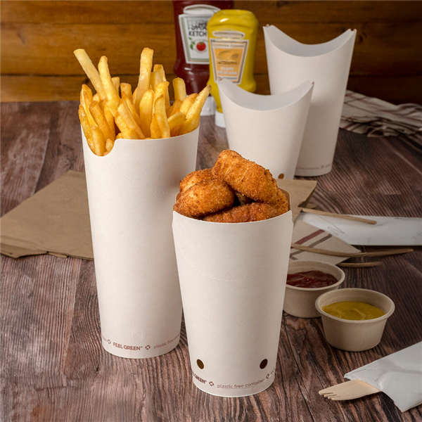 Garcia De Pou VASOS FRITAS CON CIERRE 'COMPOSTABLE' 22 OZ - 660 ML 242 G/M2 8 5x18 CM BLANCO CARTONCILLO (1000 UNID.)