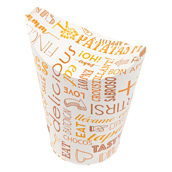 Garcia De Pou VASOS FRITAS CON CIERRE 'PAROLE' 16 OZ - 480 ML 220 + 18PE G/M2 8 5x14 CM BLANCO CARTONCILLO (50 UNID.)