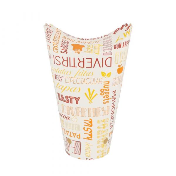 Garcia de pou VASOS FRITAS CON CIERRE 'PAROLE' 22 OZ - 660 ML 220 + 18PE G/M2 8 5x18 CM BLANCO CARTONCILLO (50 UNID.)