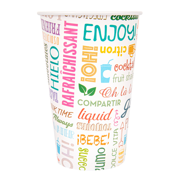 Garcia De Pou VASOS 'PAROLE' 16 OZ - 480 ML 280 + 18 PE G/M2 Ø9/6x12 6 CM BLANCO CARTONCILLO (1000 UNID.)