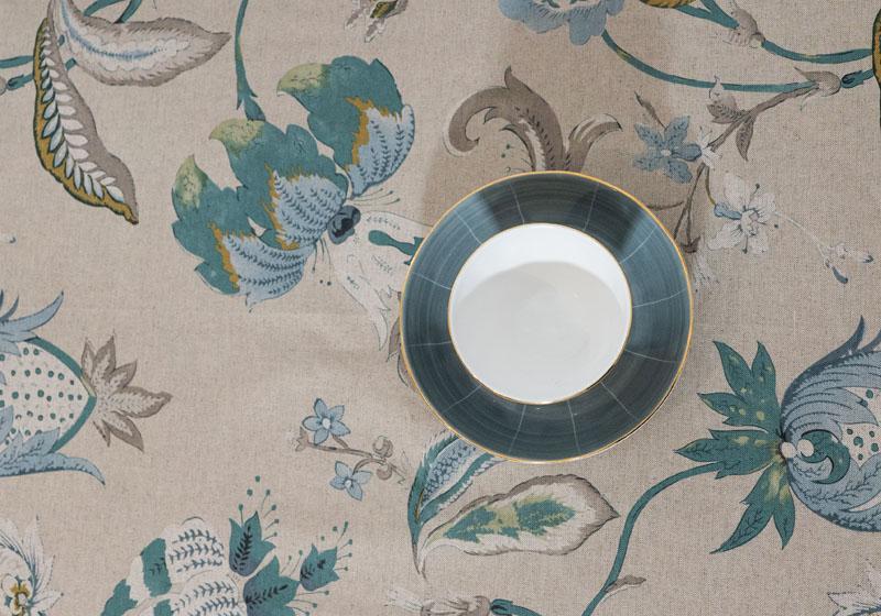 Girones Mantel Antimanchas ZEN Jacobean Teal Linen