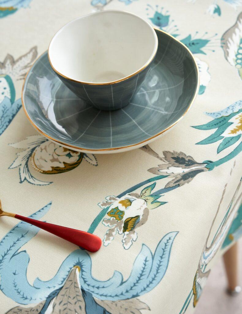 Girones Mantel Antimanchas Kidston Jacobean Teal Linen