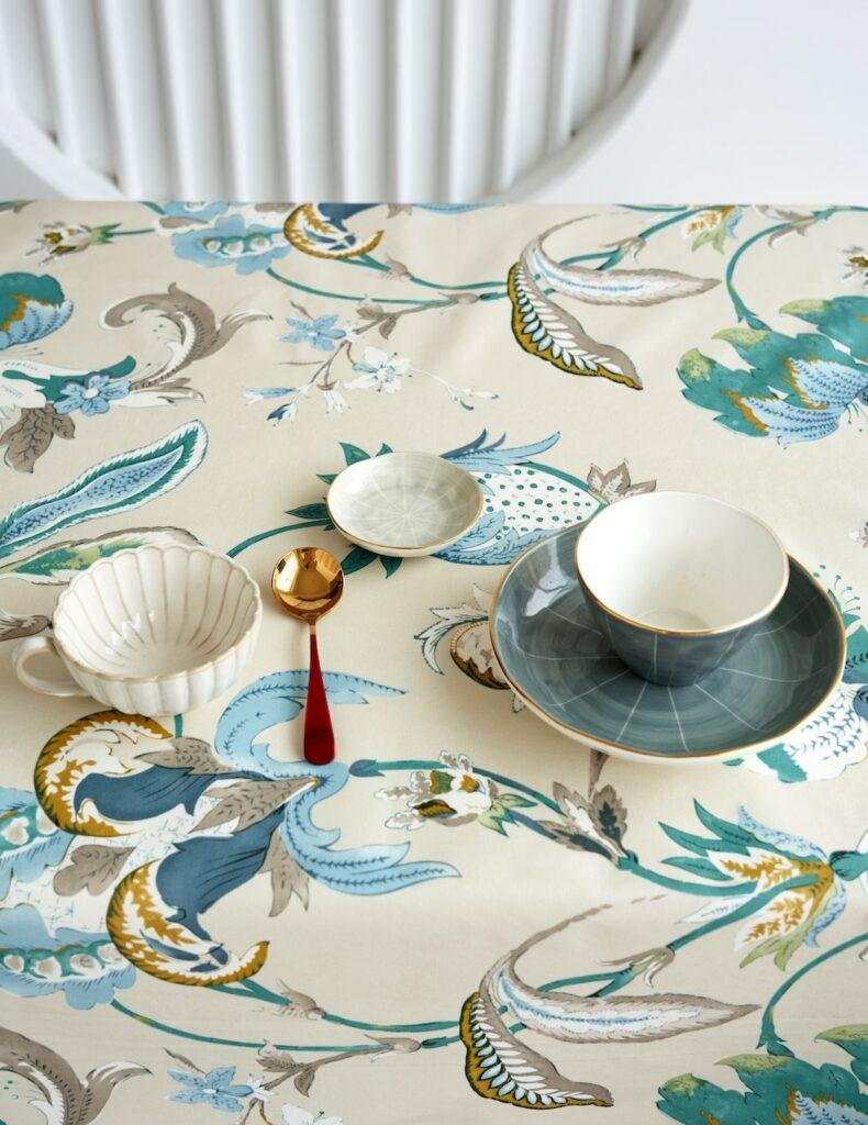 Girones Mantel Antimanchas Kidston Jacobean Teal Linen