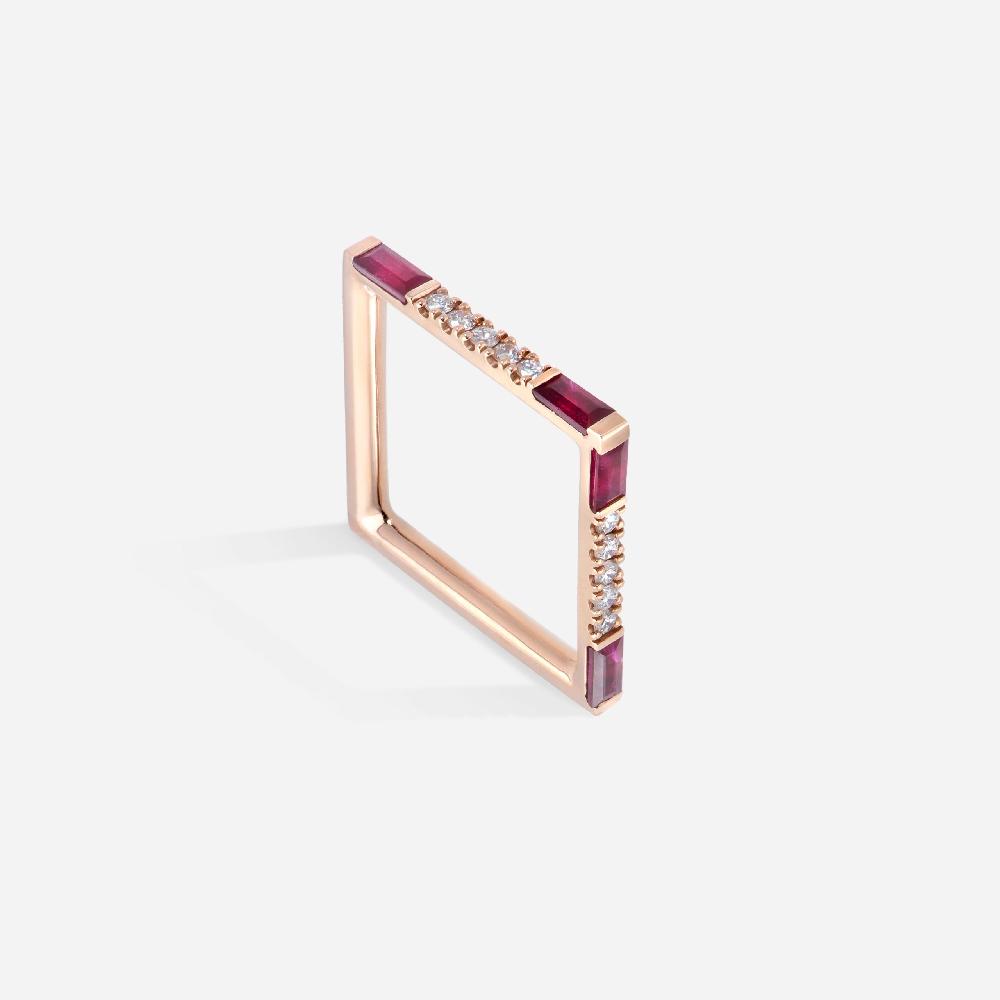 Gold&roses Anillo Square I am Red