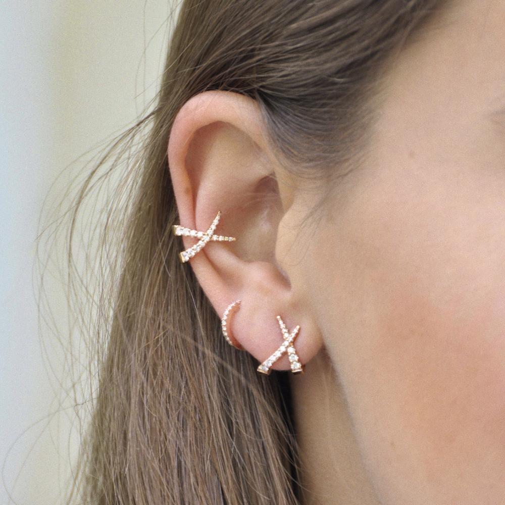 Gold&roses Ear Cuff Jardín De Aire Diamantes