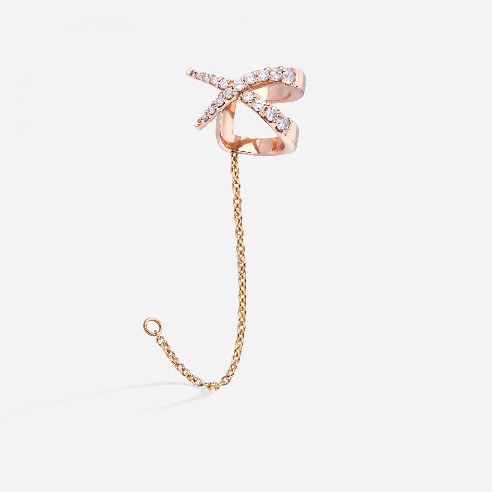 Gold&roses Ear Cuff Jardín de Aire diamantes