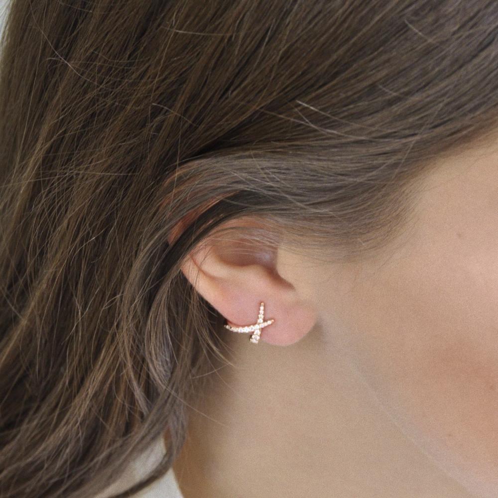 Gold&roses Pendientes Cruzados Jardín De Aire Diamantes