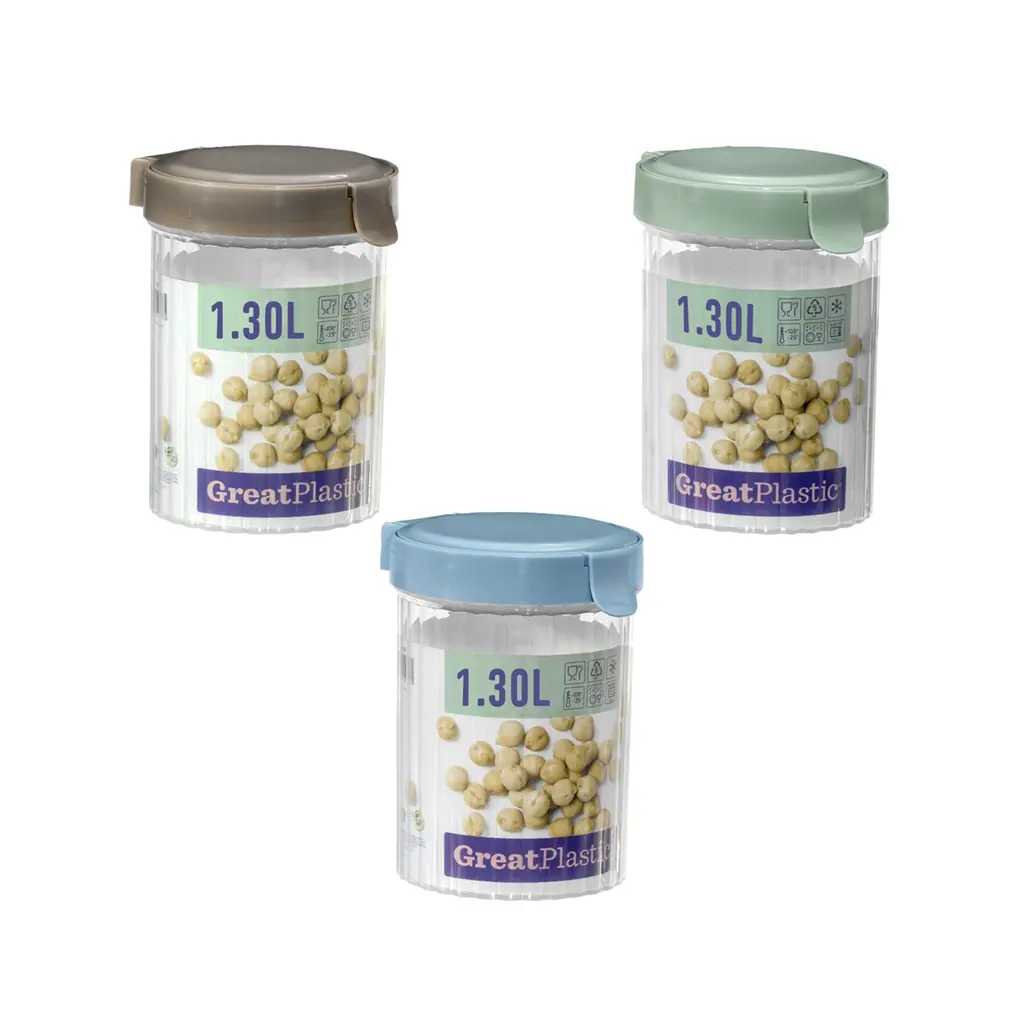 Great plastic Bote De Cocina Doble Tapa Natural 1.3L