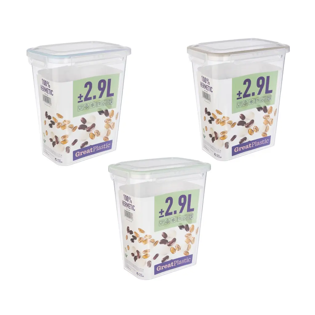 Great plastic Bote Rectangular Alba con Junta Bi-Materia Micro Natural 2.9L