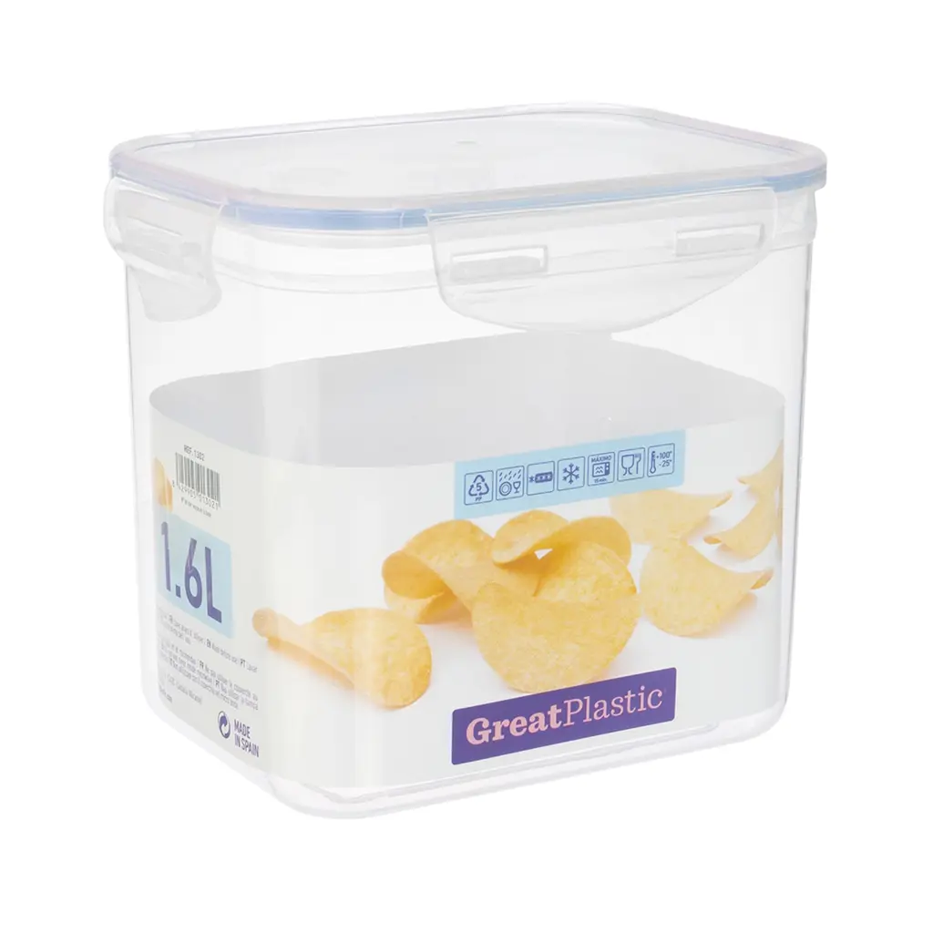 Great plastic Bote Rectangular con Junta Micro Natural 1.6L