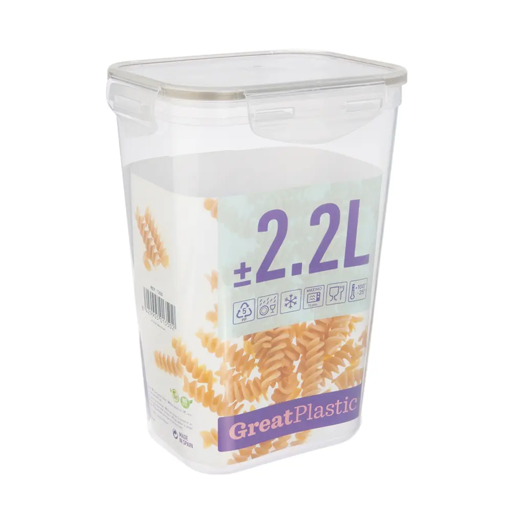 Great plastic Bote Rectangular con Junta Micro Natural 2.2L