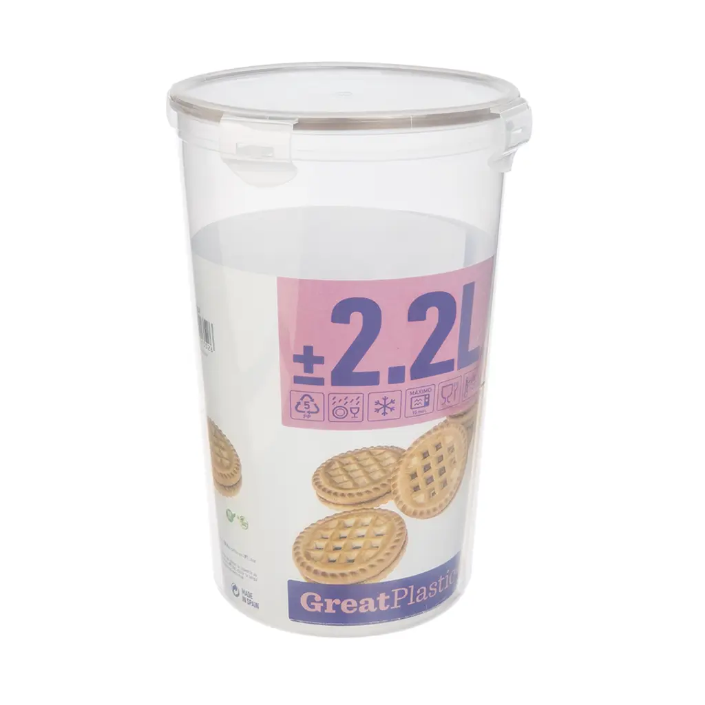 Great plastic Bote Redondo con Junta Micro Natural 2.2L