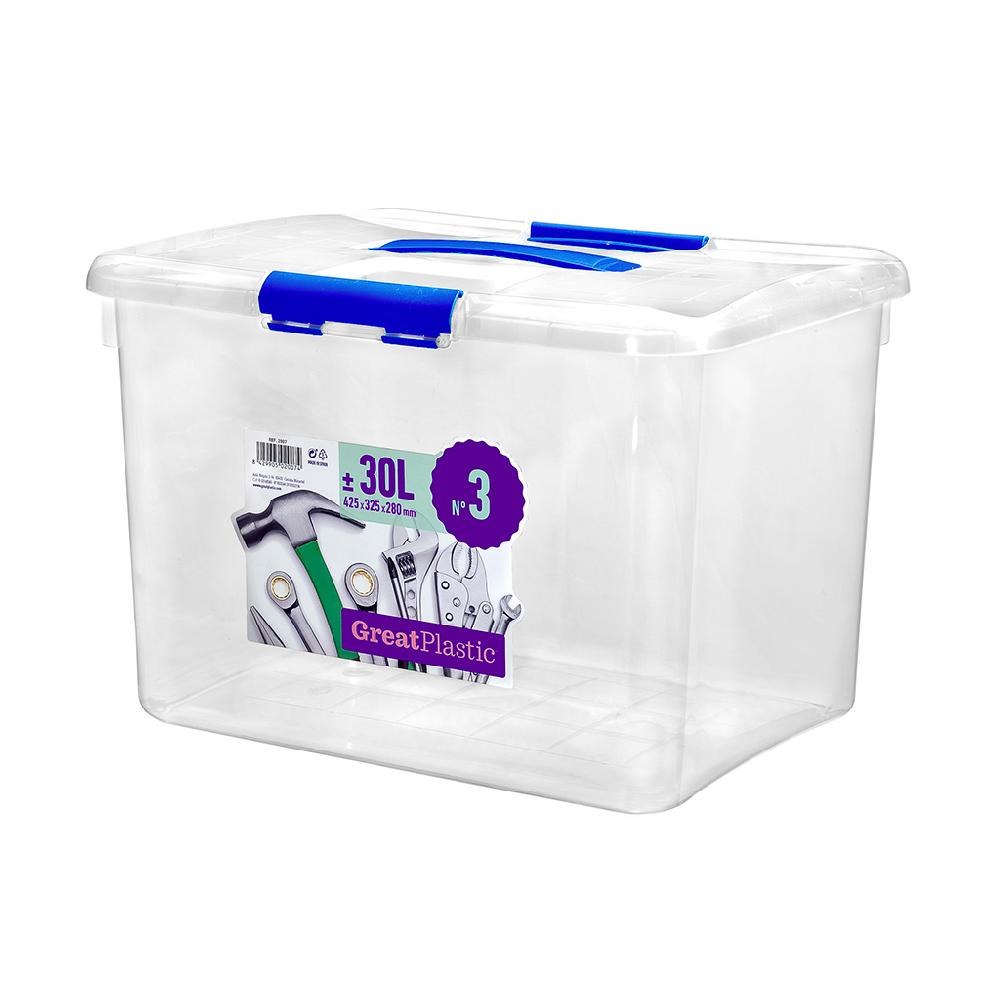 Great plastic Caja Ordenación con Asa Natural 30L. (Mod. 3)