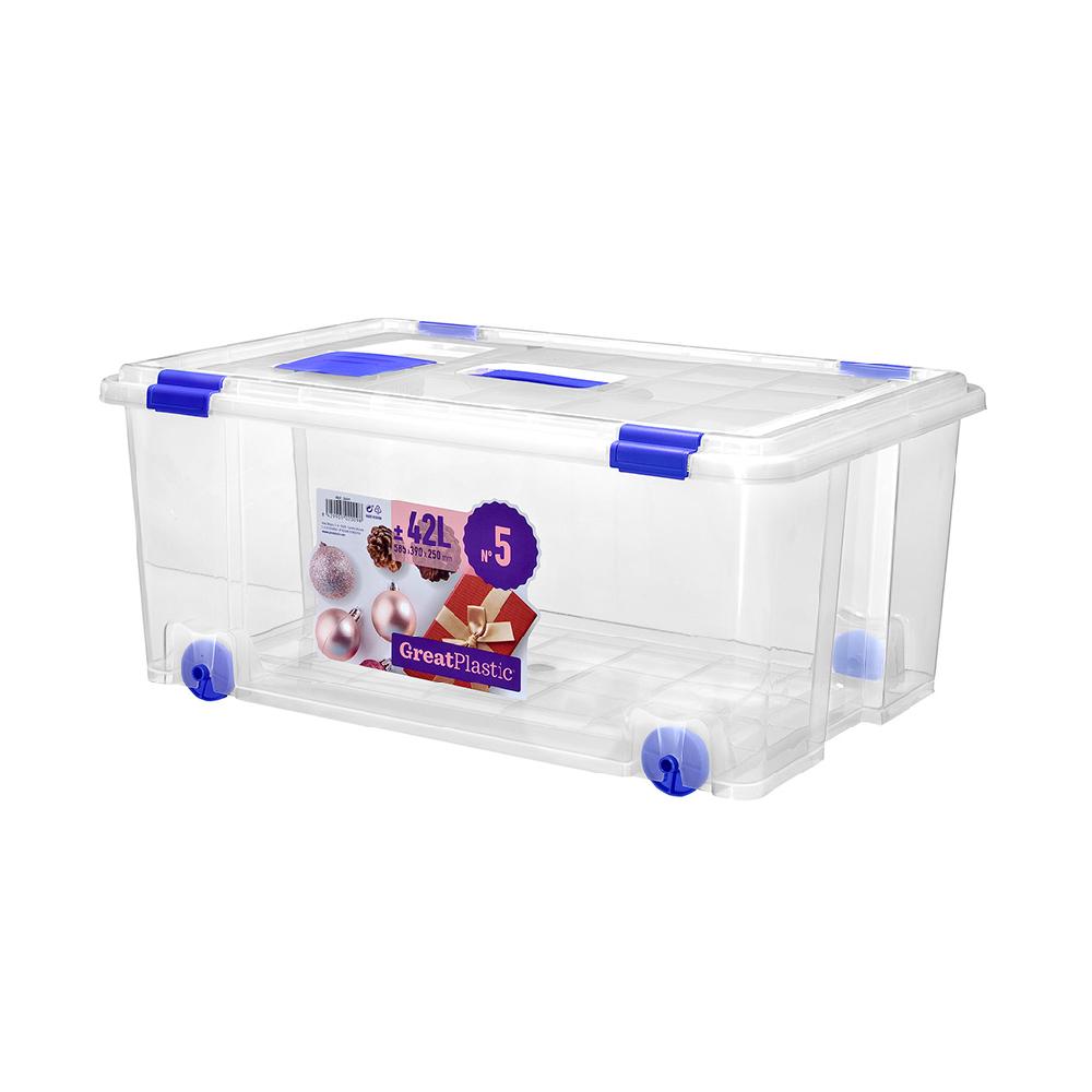 Great plastic Caja Ordenación con Asa y Ruedas Natural 42L. (Mod. 5)
