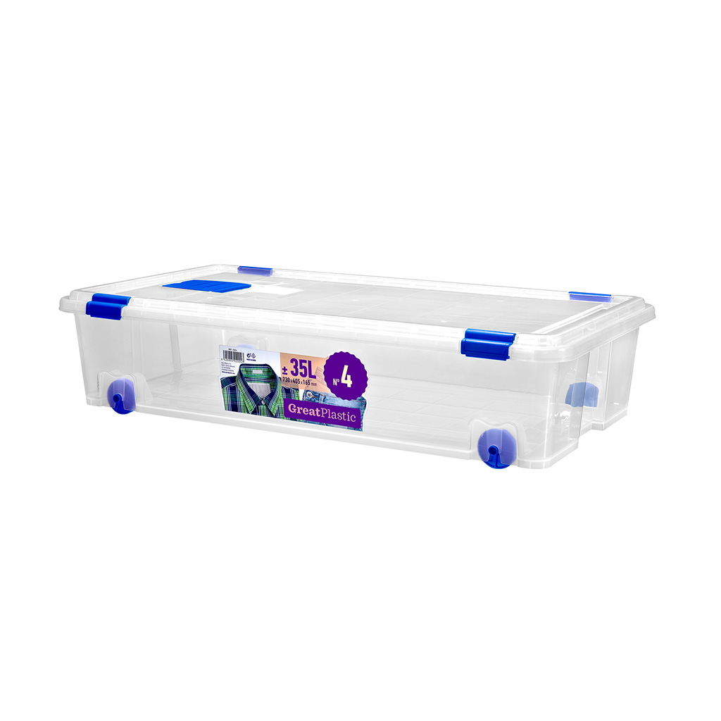 Great plastic Caja Ordenación con Ruedas Natural 35L. (Mod. 4)