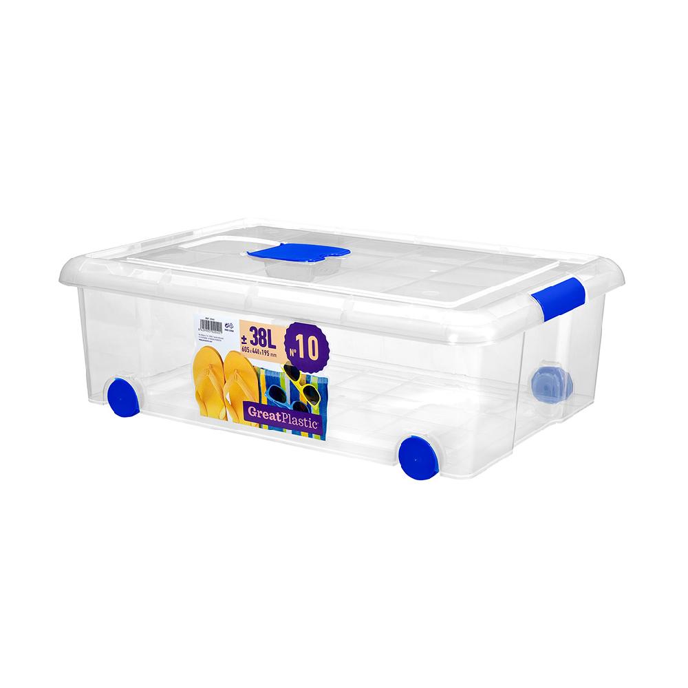 Great plastic Caja Ordenación con Ruedas Natural 38L. (Mod. 10)