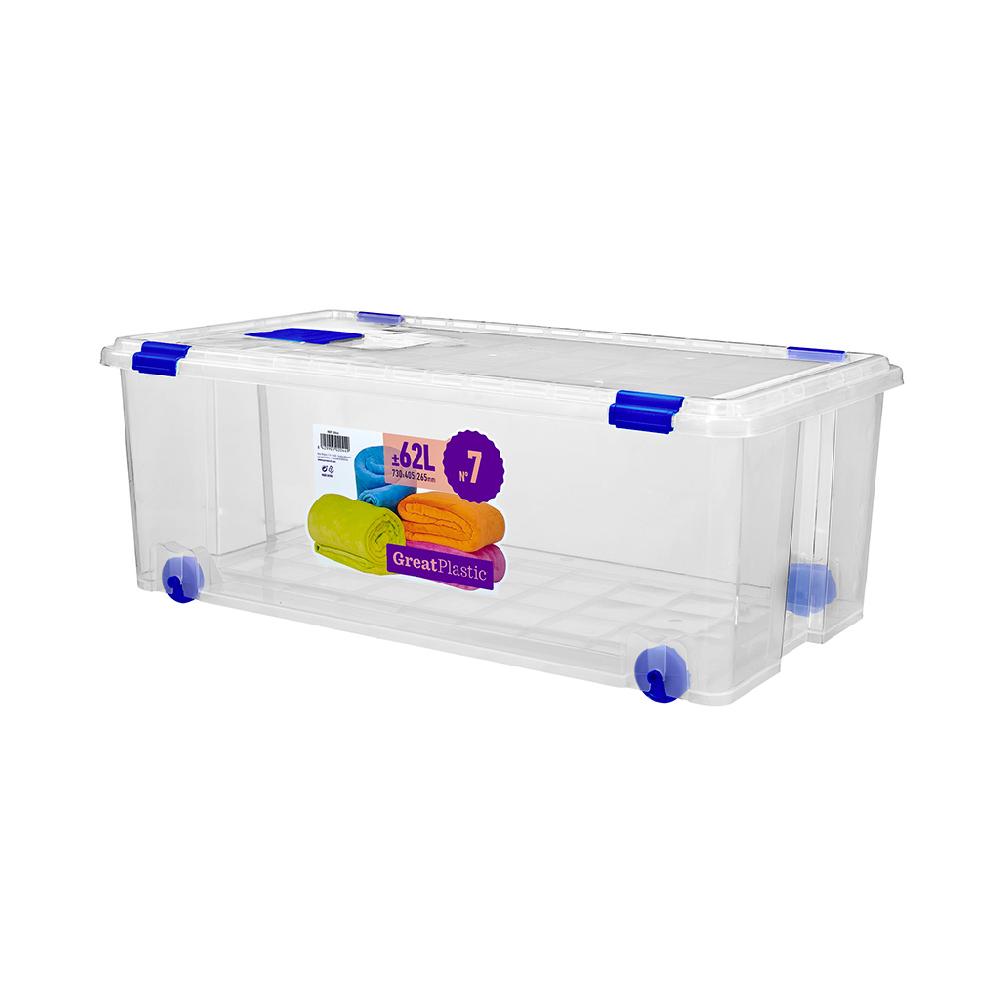 Great plastic Caja Ordenación con Ruedas Natural 62L. (Mod. 7)