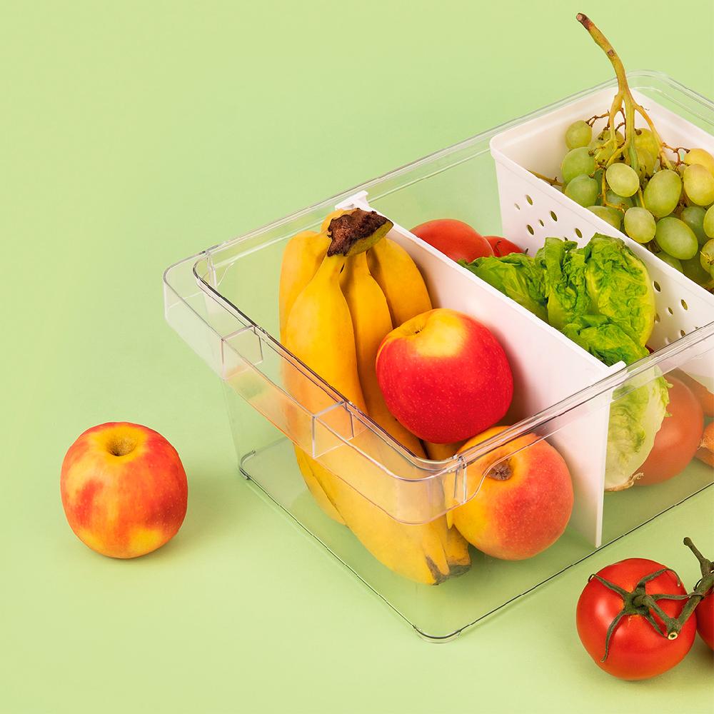 Great Plastic Cajon Organizador Frigo Con Cesta + Separador