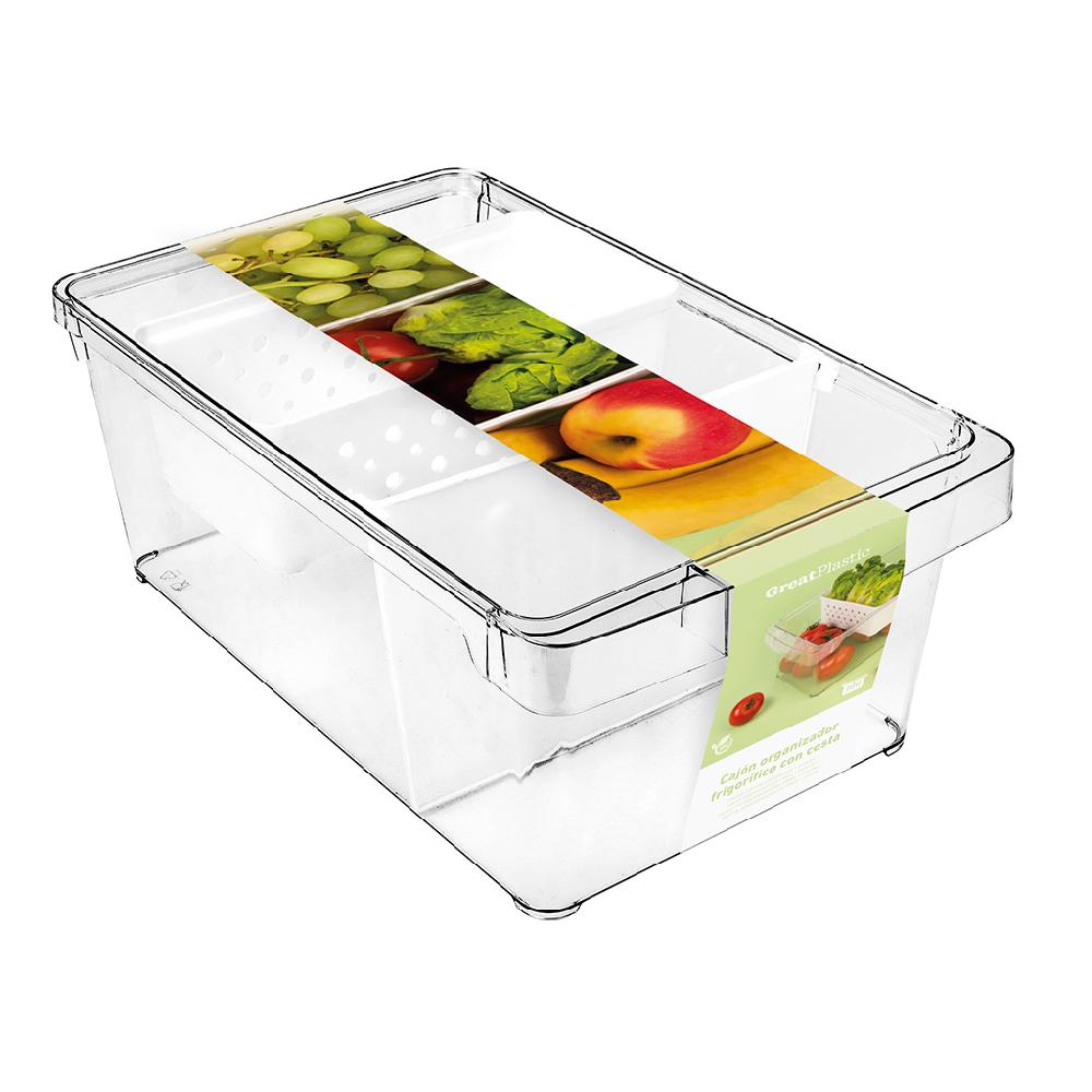 Great plastic Cajon Organizador Frigo con Cesta + Separador